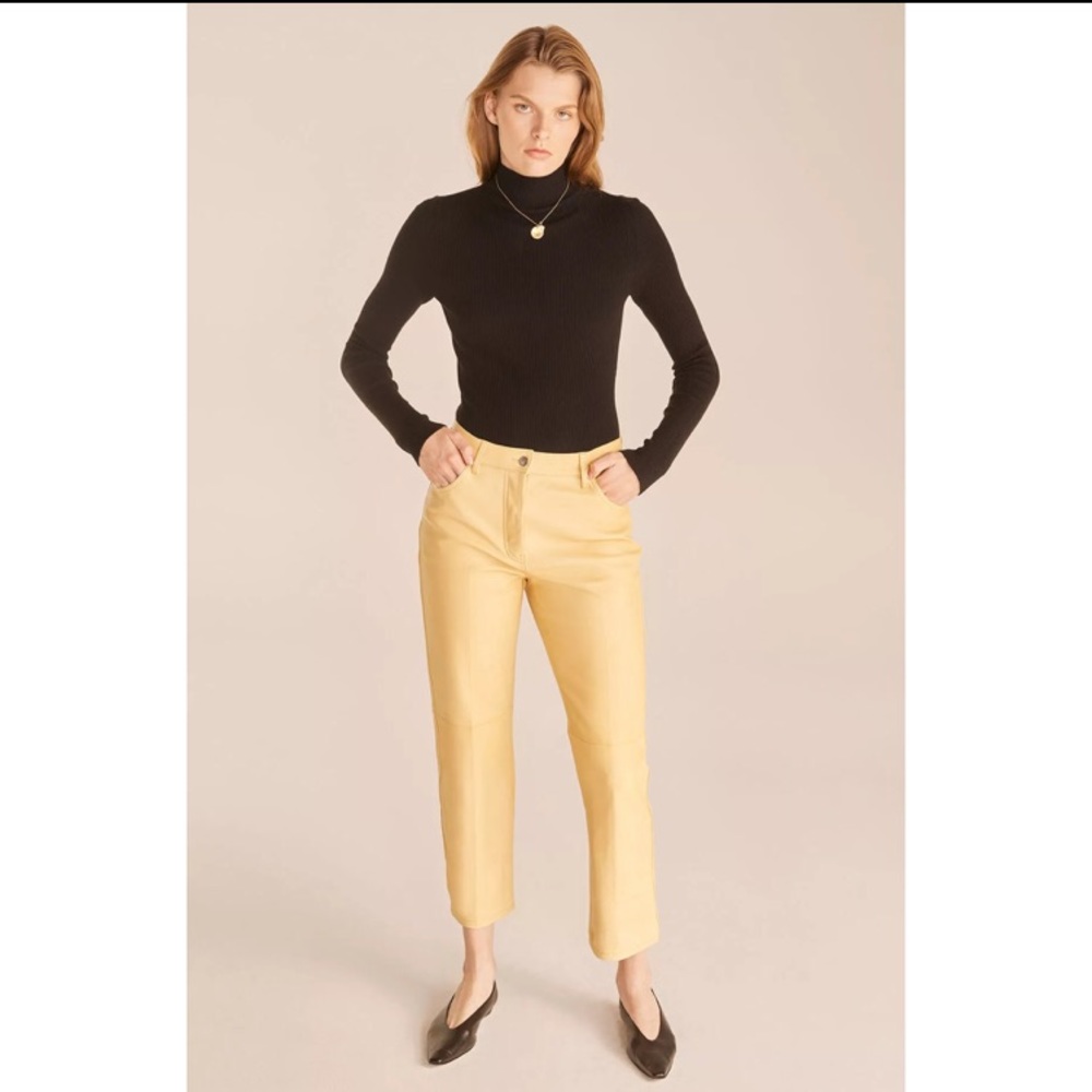 Rebecca Taylor Cropped Leather Pant - Palomino - Size 8 Still in factory wrap